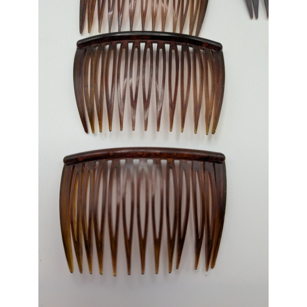 Vintage Goody Mini Hair Combs Side Pin Brown Marble Tortoise 2" USA - Picture 8 of 16